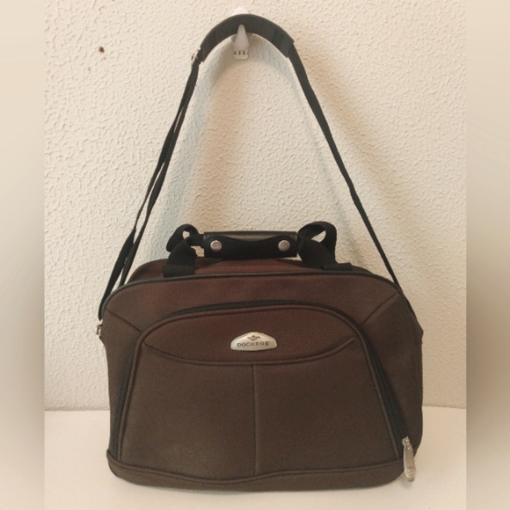 Dockers Brown Fabric Travel Overnight Carry On Bag